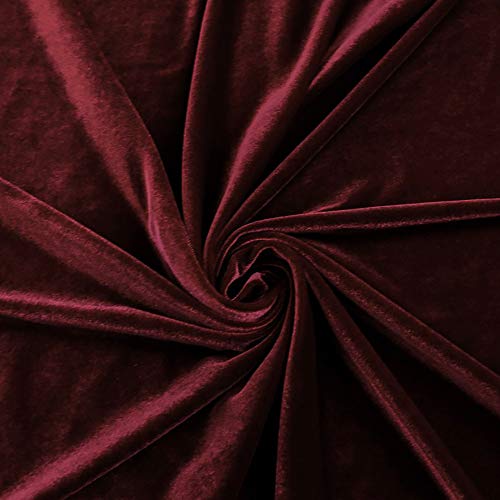 Barcelonetta | Stretch Velvet Fabric | 90% Polyester 10% Spandex | 60" Wide | Sewing, Apparel, Costume, Craft (Burgundy, 2 Yards)
