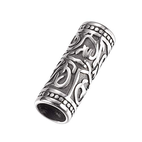 UNICRAFTALE About 6pcs 304 Stainless Steel Column Tube Beads Large Hole Spacer Bead Antique Silver Metal Loose Beads Charms for DIY Jewelry Making 24x9mm, Hole 7mm