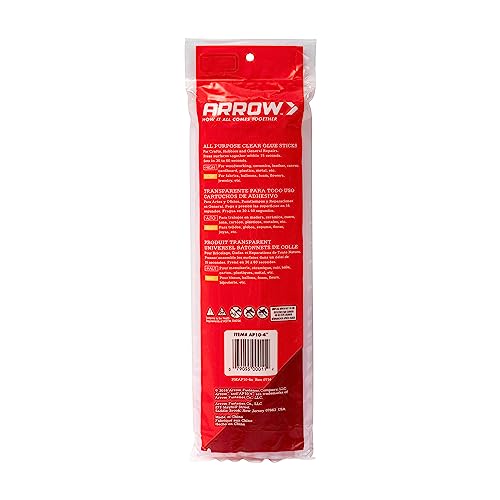 Arrow AP10-4 All Purpose Full Size Glue Sticks for Hot Glue Guns, Use for High Temp and Low Temp Crafting, Hobbies, and General Repair Projects, 10-Inch by 1/2-Inch, Clear, 12-Pack