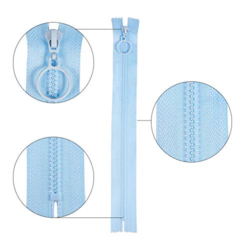 BENECREAT 36PCS 10 Inch Plastic Nylon Zippers with Ring Pulls Close End Resin Zippers for DIY Sewing Craft Bag Garment