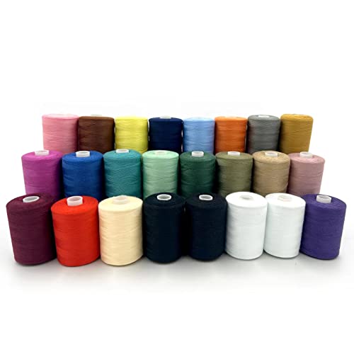 Tortoise 24 Spools Each 1000 Yards Sewing Thread 100% Ployester 40S/2 All Purpose Thread for Sewing 22 Colors Plus 2 White & 2 Black