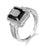 Finemall Women Fashion Jewelry 925 Sterling Silver Black Onyx Wedding Engagement Ring Size 6-10 (us 9)