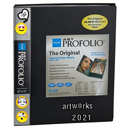 Itoya Polyproplene Art Storage/Display Books 8.5" x 11" | 60 Pages/120 Views | Scrapbooking Stickers 4 Pages of Emojis, Quotes, Letters & Numbers