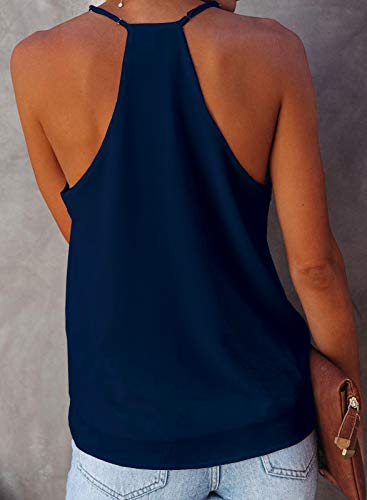 miduo Womens Tanks Top Spring Solid Casual V Neck Tanks Tops Cami Shirts Sleeveless Blouses Tops for Womens Navy S