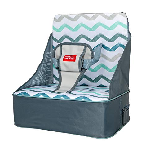 Nuby Easy Go Safety Lightweight High Chair Booster Seat, Great for Travel, Chevron