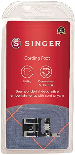 SINGER | Snap-On Cording Presser Foot for Low Shank Sewing Machines, Decorative Stitching & Cording, Gathering - Sewing Made Easy