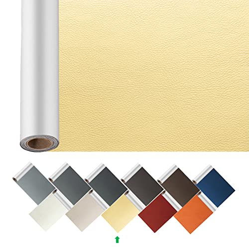 ILOFRI Leather Repair Tape Big Size 60x17 inch, Durable Self Adhesive Vinyl and Leather Repair Kit for Couch, Car Seat, Furniture, Sofa, Chair. Bonded Leather Repair Patch - Khaki