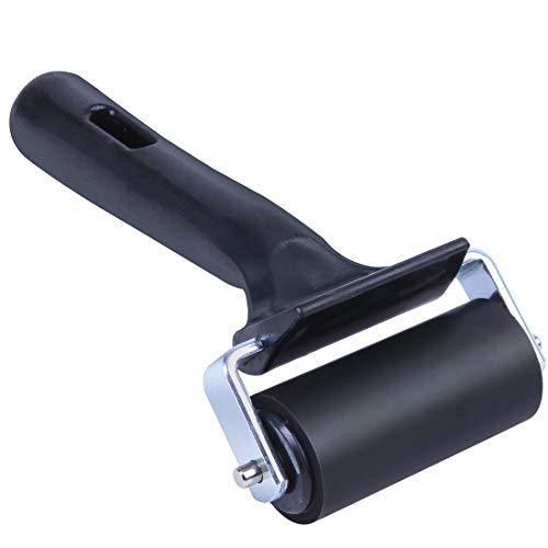 2.5 Inch Rubber Roller, Paint Brayer, Heavy Duty Steel Frame Art Craft Tool, Ideal for Anti Skid Tape Construction Tools, Print, Ink and Stamping Tools (Black)