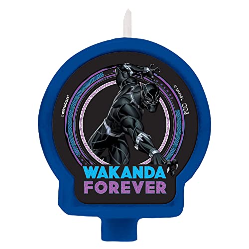 Black Panther Wakanda Forever Birthday Candle - 2.6" x 2.4", 1 Piece - Premium Black Marvel Character Candle for Kids Birthday Parties