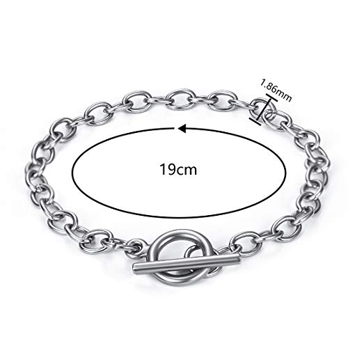 OBSEDE Chain 5Pcs Bracelets Stainless Steel Link Bracelet Connectors with OT Toggle Clasps Jewelry Findings for Women Girls