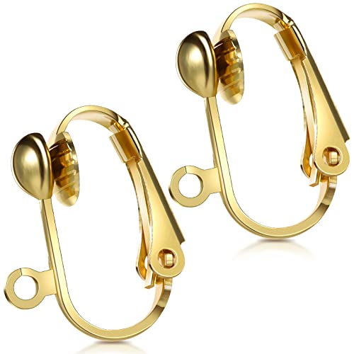 Bememo 36 Pack Clip-on Earring Converter with Easy Open Loop for DIY Earring and Turn Any Studs or Pierced into Clip on (Gold)