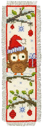 Vervaco Cross Stitch Bookmark Kit (Set of 2) Owls in Santa Hats 2.4" x 8"