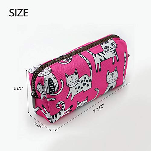Pink Cat Pencil Case Makeup Bag Cat Lover Gift Crazy Cat Lady Toiletry Case Pouch Gifts for Teens Cosmetic Bag Kawaii Box Stationary Gadget Bag