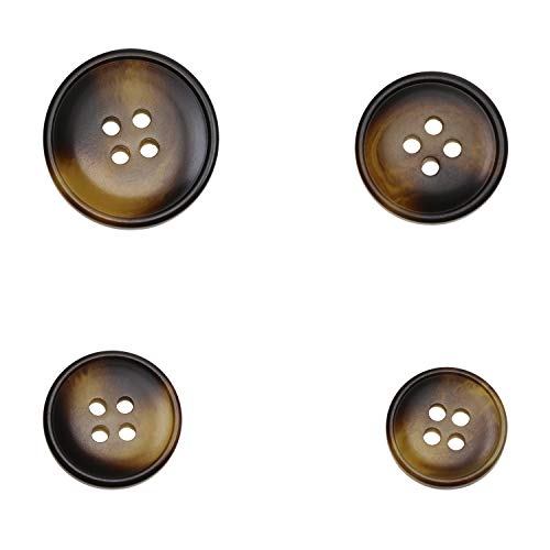 Dark Blown Resin Sewing Buttons 50Pcs 4 Holes Assorted Size Flatback Plastic Buttons for Coat Suit Color Round Craft Buttons for DIY Manual Button Painting Handmade Ornament (H-50PCS)