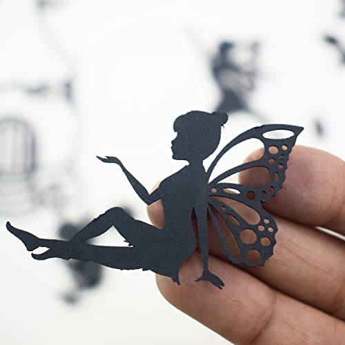 CrafTreat Fairy Garden Laser Cut Chipboard Embellishments for Crafting - Size:5.76X6 Inches - Fairy Pieces Silhouette Cutouts - Garden Fairy Cutouts for Crafts- Laser Cut Fairy Cut Out