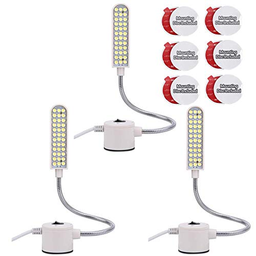 harmiey Sewing Machine Light (36LED) Gooseneck Work Light with Magnetic Mounting Base, White Soft Light for Lathes, Drill Presses, Workbenches (3PACK)