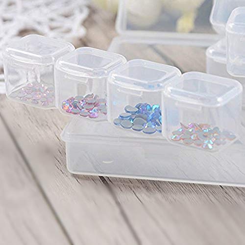 NAHAO Plastic Jewelry Organizer Container Storage Box Single Mini Plastic Storage Box 28 Grids for Beads, Jewelry, Tools, Pill and Fishing Lures (Clear Plastic - 2 Pack)