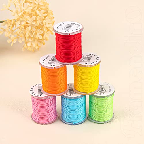 Framendino, 25 Colors 0.8mm Nylon Beading String Chinese Knotting Cord Nylon Trim Cord Silk Cord Beading String for Necklace Bracelet Beading Macramé Kumihimo 250 Yards