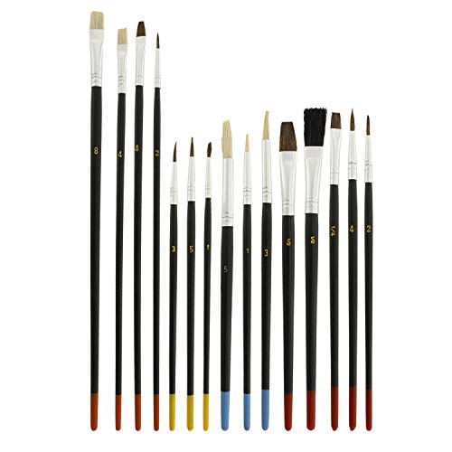 U.S. Art Supply 15 Piece Multi-Purpose Artist Paint Brush Set - Pony Round and Flat Bristles for Painting Portraits, Canvas, Paper, Wood - Watercolor, Acrylic, Oil - Kids, Adults, Students, Beginners