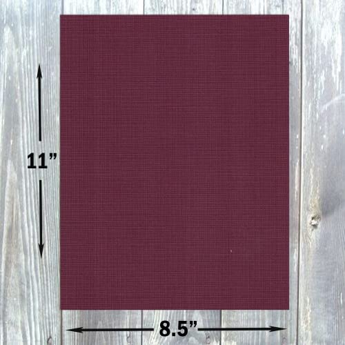 Hamilco Colored Cardstock Paper 8.5x11 Linen Textured Color Card Stock Paper Burgundy Red 80 lb Cover 50 Pack