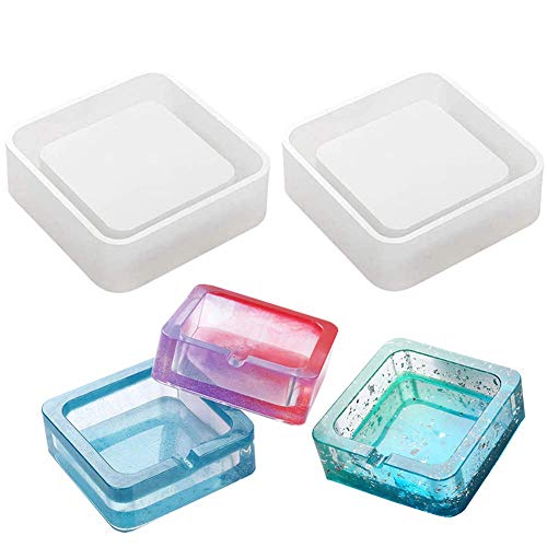 2 Packs Square Ashtray Molds for Resin Casting Silicone Molds for Ashtrays DIY Resin Art Molds for Epoxy Resin