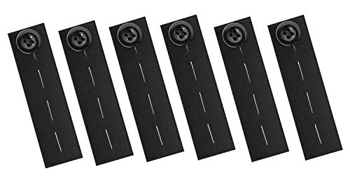 Elastic Button Extender for Pants, Adjustable Waistband Expander for Men and Women Jeans Adjuster by Mandala Crafts Pack of 6 3.5 Inches Long Black 0.6 Inch 15mm