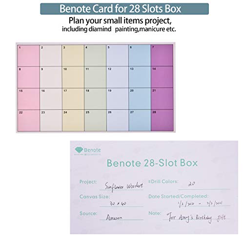 benote Diamond Painting Storage Containers, 28 Grids, Bead Storage Containers with Project Card / Label Stickers, Funnel Spoon Diamond Art Separate Containers, Bead Box