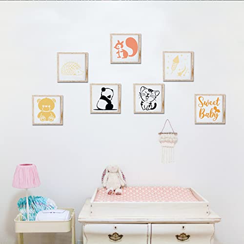 22 Pack Cute Baby Stencils for Onesie Decorating Kit Reusable Baby Shower Stencils for Painting on Fabric Bodysuit Shirts Bags Shoes Bibs Clothes Small Animals Theme Templates