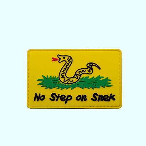 No Setp On Snek Patch Morale Tactical Patch PVC Applique Attachment Fastener Hook & Loop on Tactical Hat Bags Jackets and Gear (PVC Yellow)