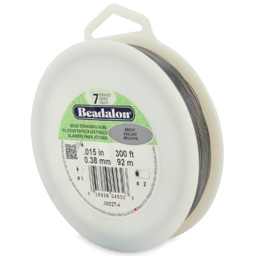 Beadalon 7 Strand Stainless Steel Bead Stringing Wire, 015 in / 0.38 mm, Bright, 300 ft / 91 m