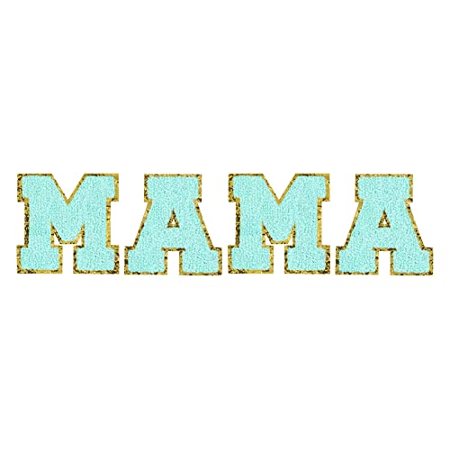 Iron On Letters Patches for Clothing Mama Decorative Repair Chenille Embroidered Patch Personalized Sew for Clothing Repairing Hats Shirts Shoes Jeans Bags Craft