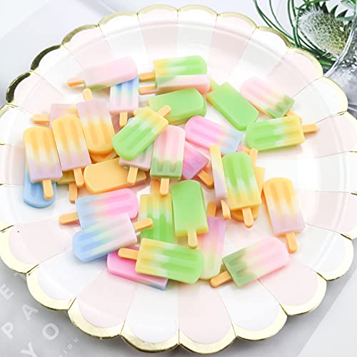 40 PCS 3D Ice-Lolly Flatback Resin Charm Assorted No Hole Beads for DIY Scrapbooking Embellishment Phone Case Decor Hair Clip Craft Jewelry Making Supplies