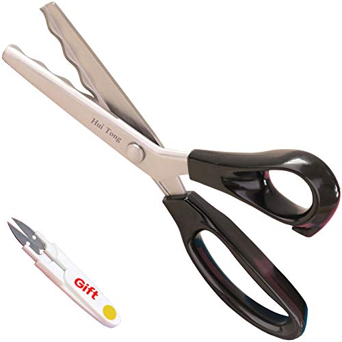Hui Tong Strong & Sharpe Pinking Shears ,Pinking Shears Scissors for Fabric, Serrated and Scalloped Scissors Fabric,3mm,5mm,7mm (Wavy 18mm)