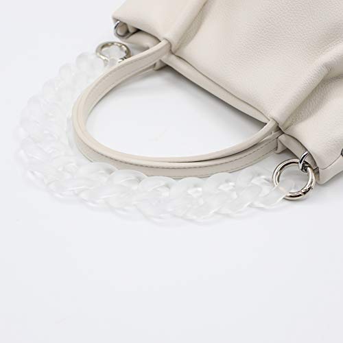 AUMEY Large Flat Chain Strap - Acrylic Clear Chain Luxury Handbag Strap Fashionable Replacement Purse Clutches Handles for Purse Handbags DIY Crafts, 15.7 inch of Each … (02- Transparent)