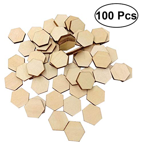 ARTIBETTER 100 pcs Wooden Pieces Hexagon Wood Shape Beech Wood for DIY Arts Craft Project Ready to Paint or Decorate (17.5mm)