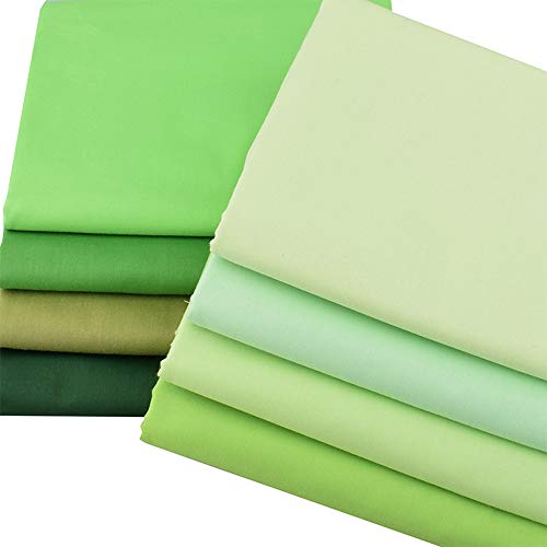 Hanjunzhao Green Solids Fat Quarters Fabric Bundles, Precut Quilting Sewing Fabric, 18 x 22 inches