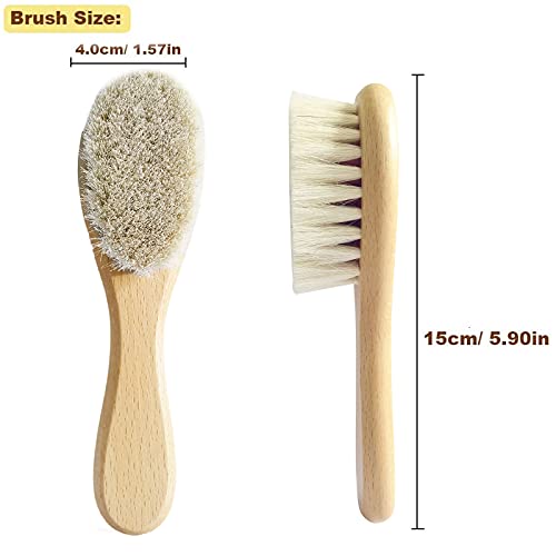 Molylove Baby Hair Brush with Wooden Handle and Super Soft Goat Bristles for Newborns & Toddlers
