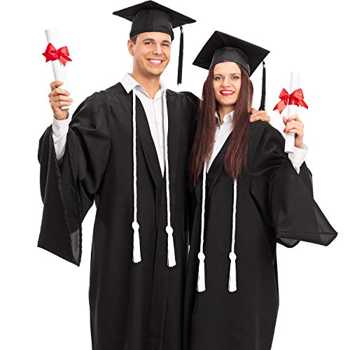 Yaomiao 2 Pieces Graduation Cords Polyester Yarn Honor Cord with Tassel for Graduation Students (White)