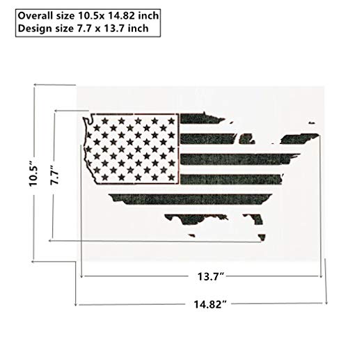 Large US Military Flag Stencil for Painting on Wood, Fabric, Walls, Airbrush + More | Reusable10-14 inch Mylar Template (US Flag MAP)