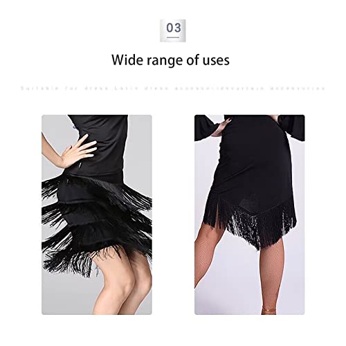 Mangocore 10Yard/Lot 15CM Long Lace Trim Color Polyester Tassel Fringe Trimming for DIY Latin Dress Stage Clothes Accessories (Black )