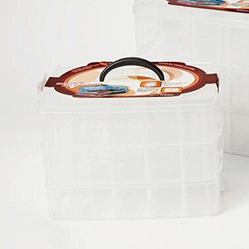 HomDSim Washi Tape Box Organizer Storage,Divider Closet Container,with 30 Adjustable Compartments,Clear,Masking Tape Desktop Tape DIY Sticker Roll Tape Cutter Holder Storage,Finger Safty Dispenser