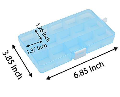 4 Pcs 15 Grids 6.85 Inch x 3.85 Inch Adjustable Small Removable Clear Plastic Jewelry Organizer Divider Storage Box Jewelry Earring Tool Containers (4pack(15-Grid ))
