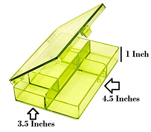 Mini 5-Grid Plastic Storage Box for Beading and Diamond Painting. Yellow Countertop or Drawer Storage for Beads, Nail Art, Jewelry Hardware and Supplies