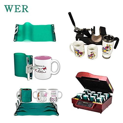 WER 3D Mug Transfer Sublimation Silicone Mug Wrap Mug Mold 11OZ Cup Clamp Fixture for Printing Mugs