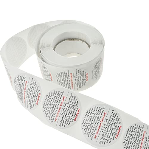 HAHIYO 500PCs 1.5Inch White Circular Candle Warning Stickers Candle Jar Container Labels Candle Sticker Label Candle Safety Sticker Candle Label for DIY Candle Making
