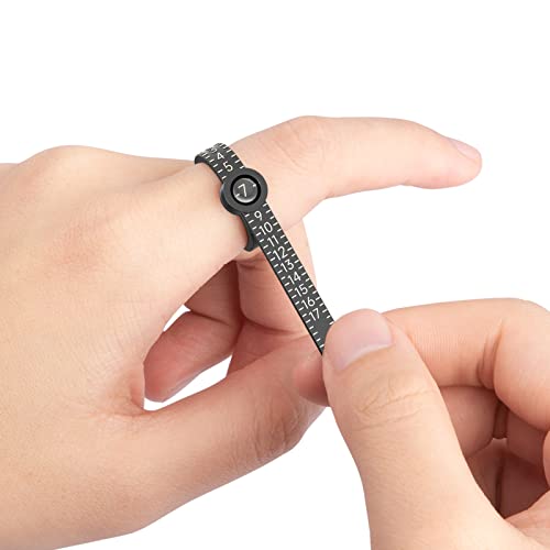 Ring Sizer Measuring Tool Reusable Finger Size Gauge Jewelry Sizing Tool 1-17 USA Rings Size (Black)