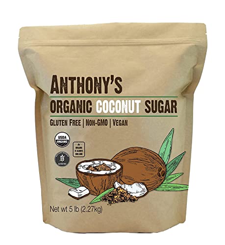 Anthonys Organic Coconut Sugar 5lbs, Non-GMO and Gluten Free