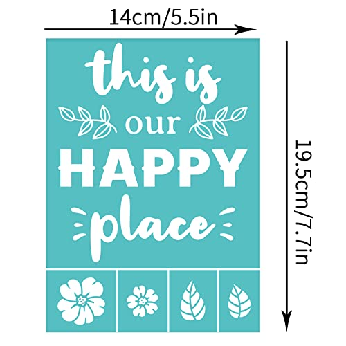 OLYCRAFT 2Pcs Silk Screen Stencils Self-Adhesive Silk Screen Printing Stencils "This is Our Happy Place" Screen Printing Template for Painting on Wood-140x195mm