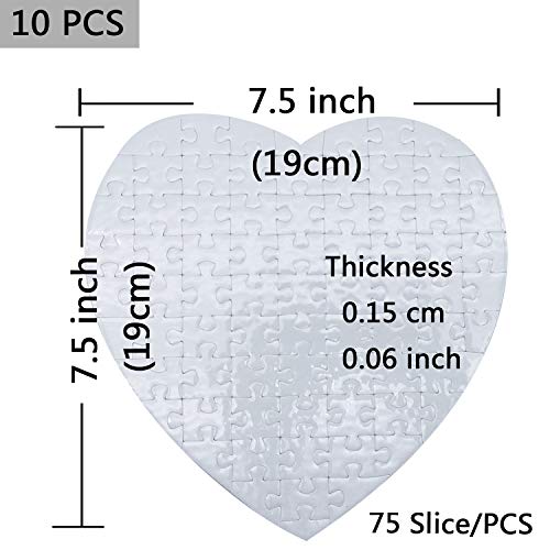 10 Sets Blank Sublimation Heart-Shaped Jigsaw Puzzle with 75 Pieces DIY Heat Press Transfer Crafts Thermal Transfer Puzzle Wholesale Thermal Transfer Pearl Puzzle Blank Puzzle