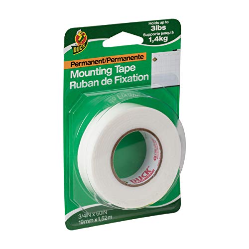 Duck Brand Permanent Foam Mounting Tape, Double-Sided, 0.75-Inch x 60 Inches, Single Roll, White (297471)